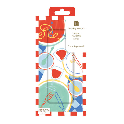 Italian Bistro Long Lunch Paper Napkins - 16 Pack | Dinner Party Napkins |