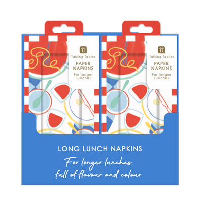 Italian Bistro Long Lunch Paper Napkins - 16 Pack | Dinner Party Napkins |