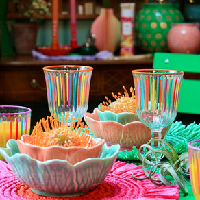 Bright Striped Multi-Coloured Wine Glass