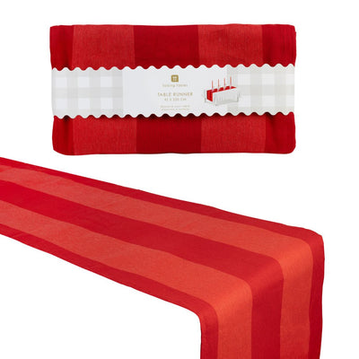 Red Stripe Fabric Table Runner | Christmas Decor |