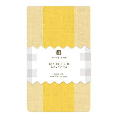 Yellow Stripe Cotton XL Gingham Tablecloth - 160cm x 250cm