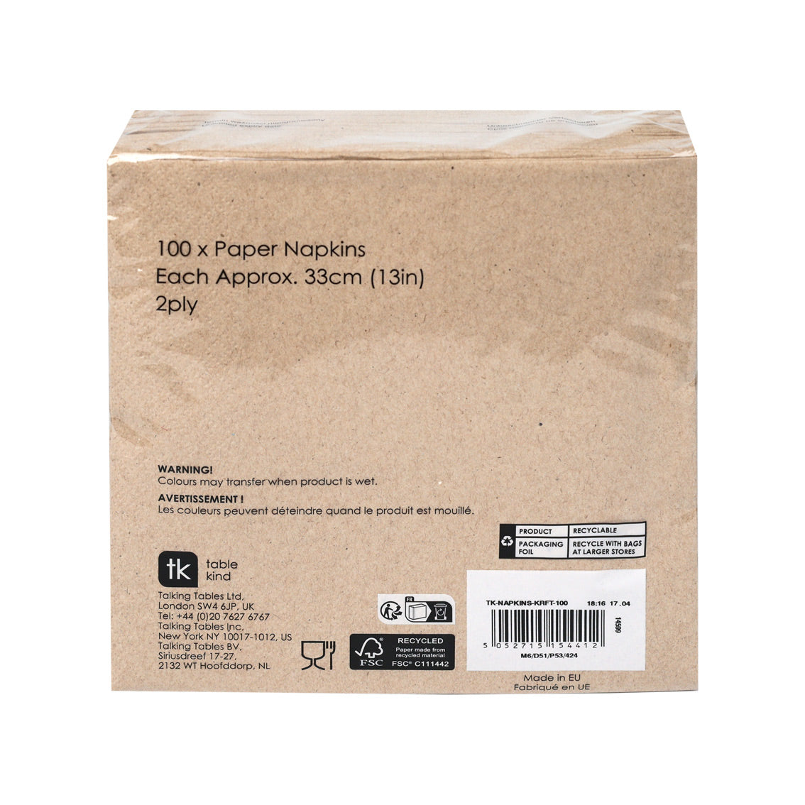 Table Kind Brown Kraft Paper Napkins - 100 Pack