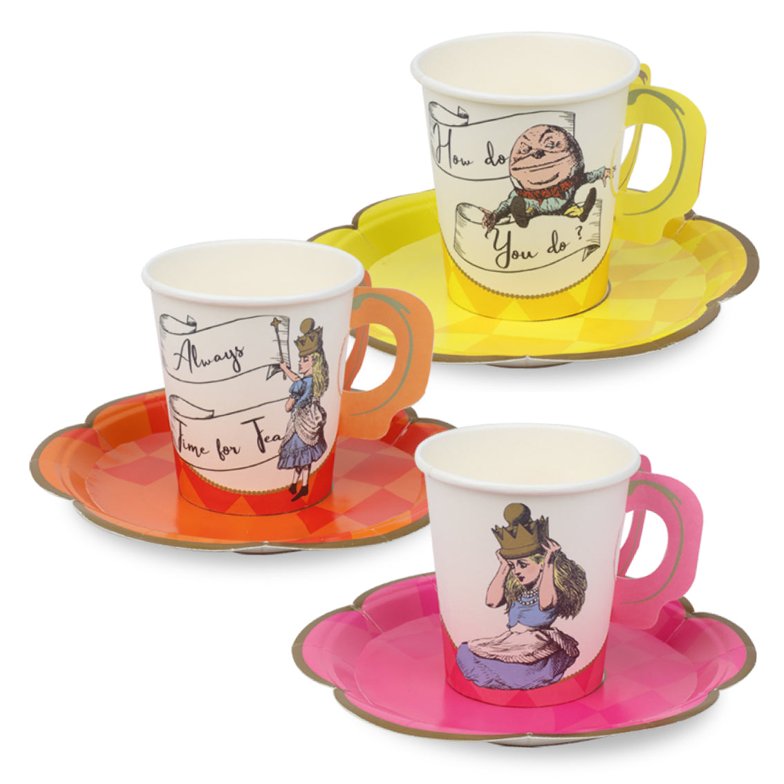 Alice in Wonderland Bright Tea Cup Set - 12 Pack