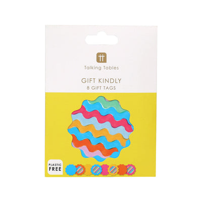 Wavy Multi Coloured Gift Tags - 8 Pack