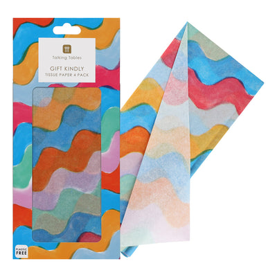 Wavy Multi Coloured Tissue Paper - 4 Sheets