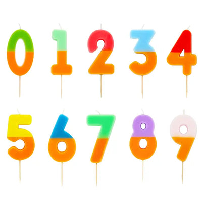 Orange and Mint Green Number Candle - 1