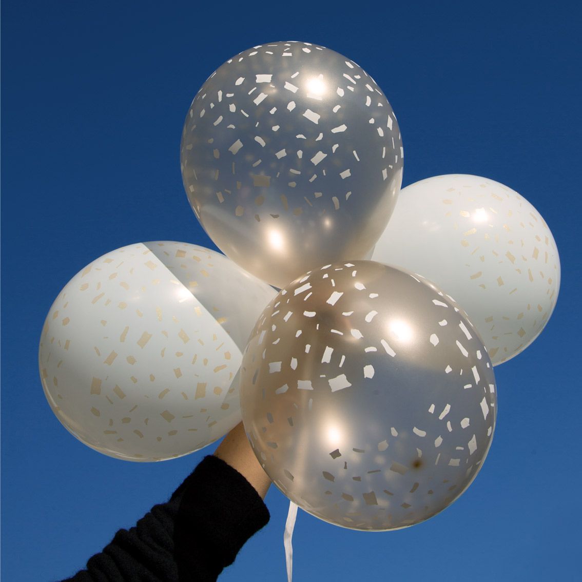 White and Gold Confetti Balloons