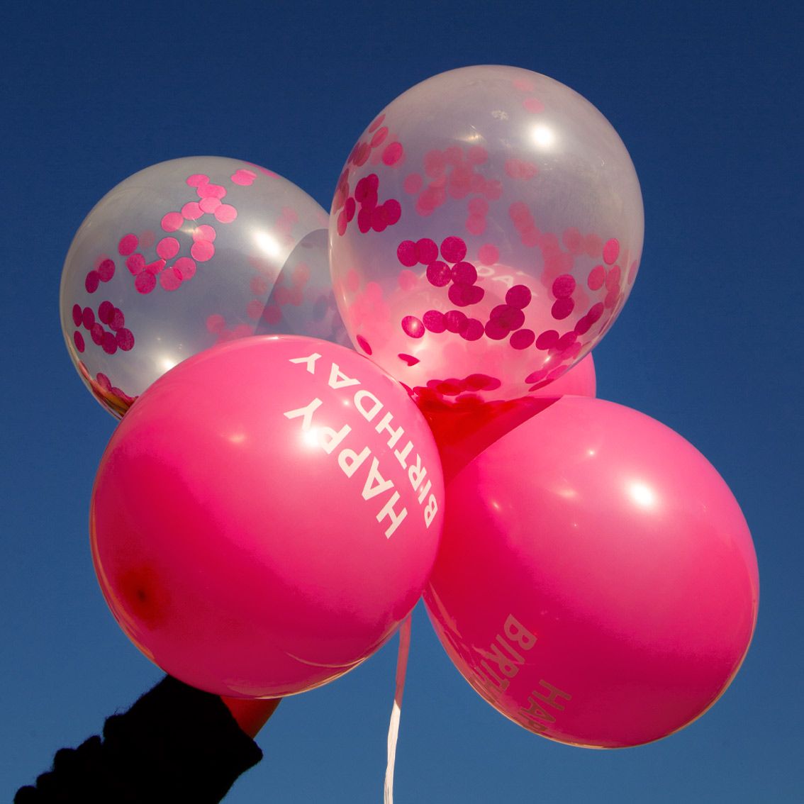 Pink Happy Birthday Confetti Balloons