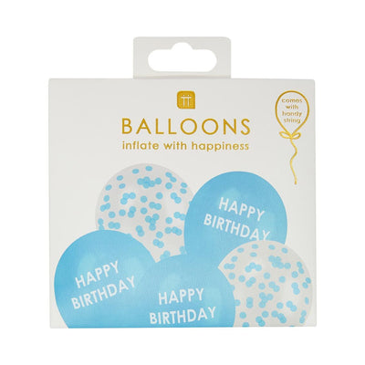 Image - Blue Happy Birthday Confetti Balloons