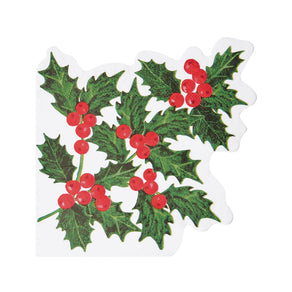 Botanical Holly Shaped Napkins - 20 Pack