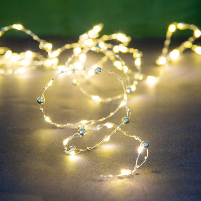 Image - Botanical Mistletoe Gold Bead LED String Lights - 3m