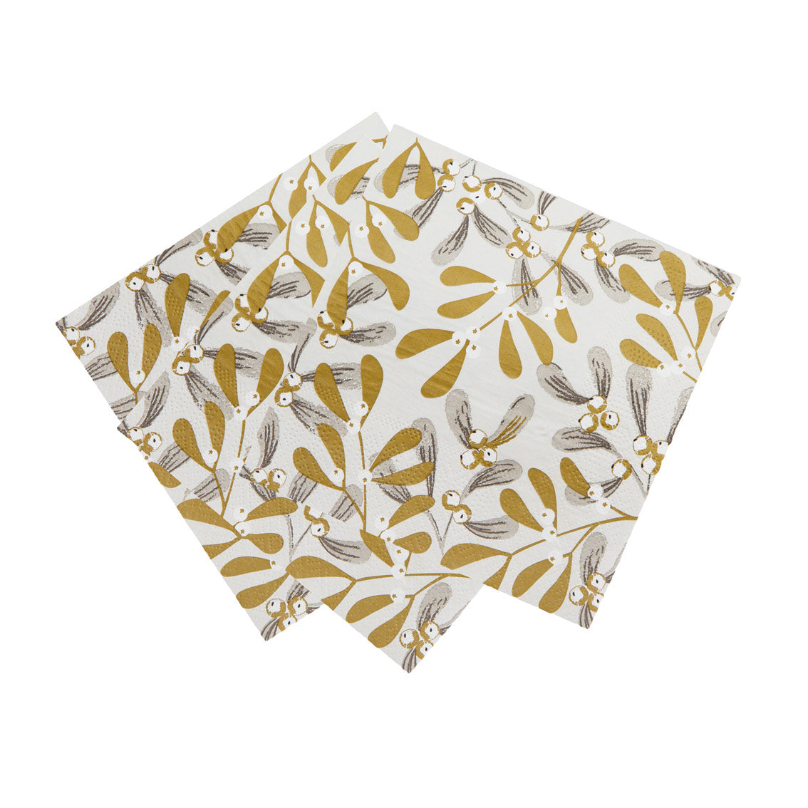 Gold Mistletoe Christmas Napkins - 20 Pack