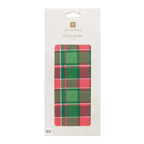 Red & Green Tartan Tissue Paper - 4 Sheets