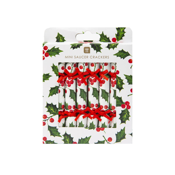 Botanical Holly Christmas Saucer Crackers - POS Unit