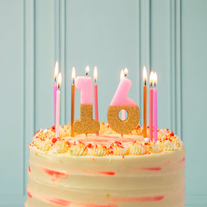 We Heart Pink Birthday Candles, 10cm - 16 Pack