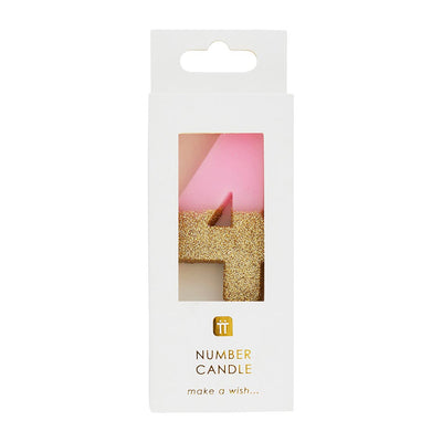 Pink Glitter Number Candle - 4