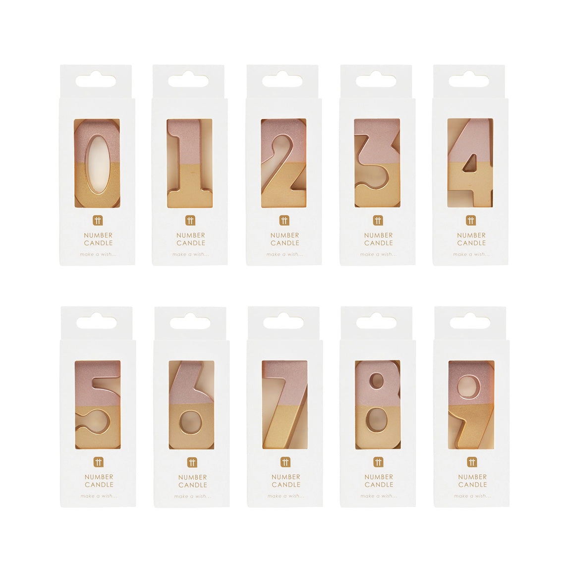 Rose Gold Dipped Number Birthday Candles Starter Set - 0-9