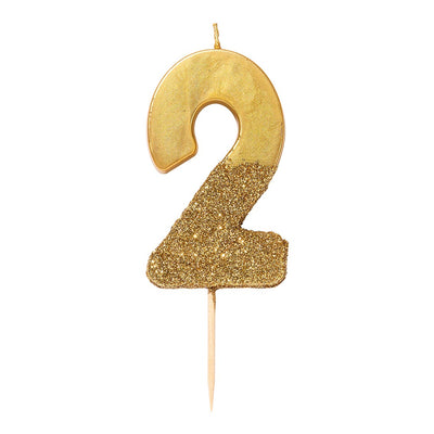 Gold Glitter Number Candle - 2