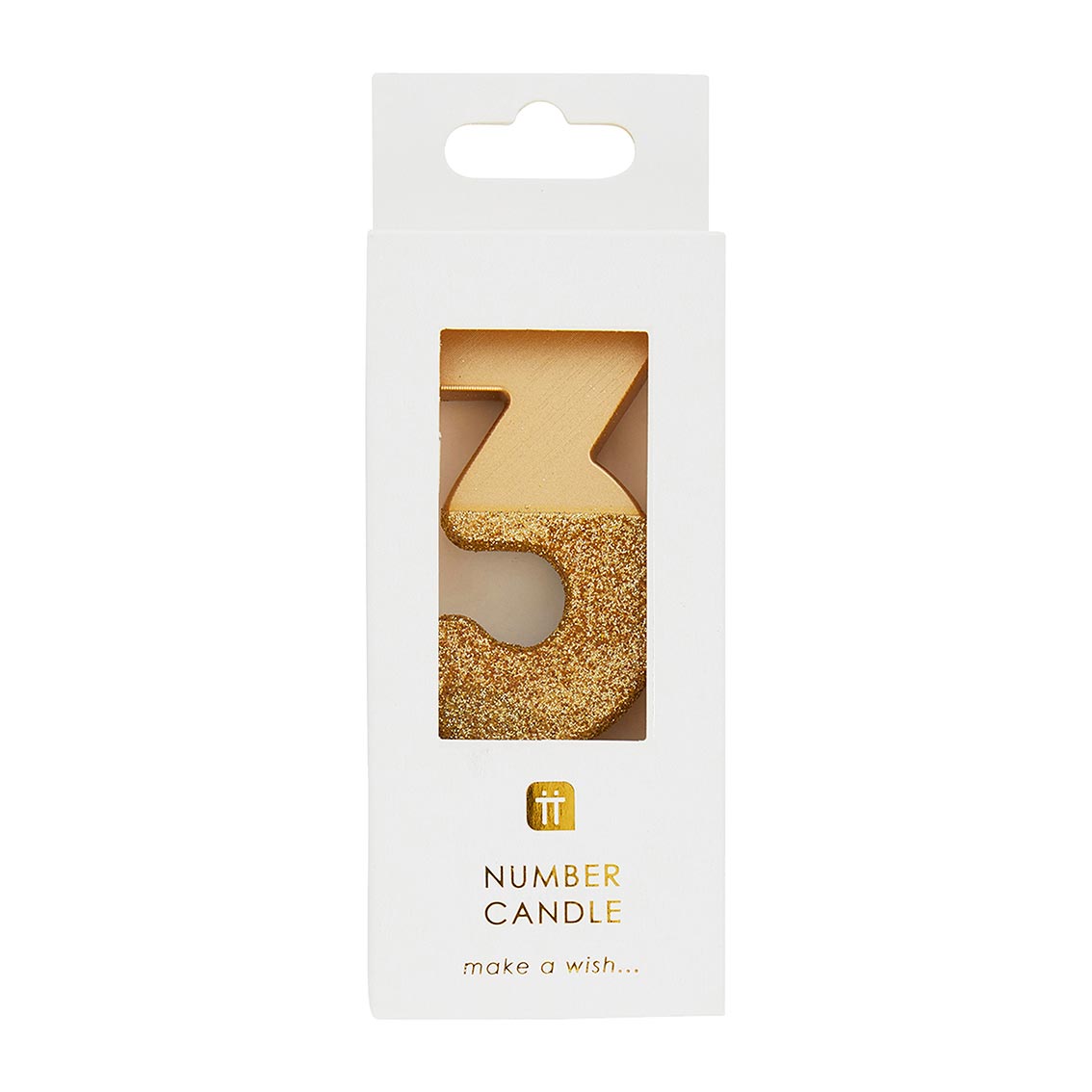 Gold Glitter Number Candle - 3