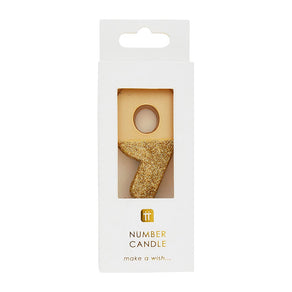 Gold Glitter Number Candle - 9