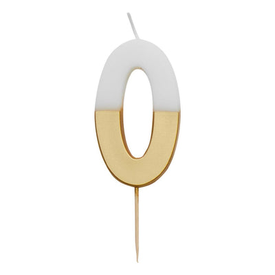 Image - White & Gold Number Candle - 0