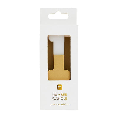 Image - White & Gold Number Candle - 1