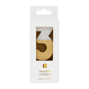 White & Gold Number Candle - 3