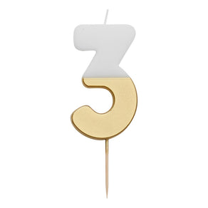 White & Gold Number Candle - 3