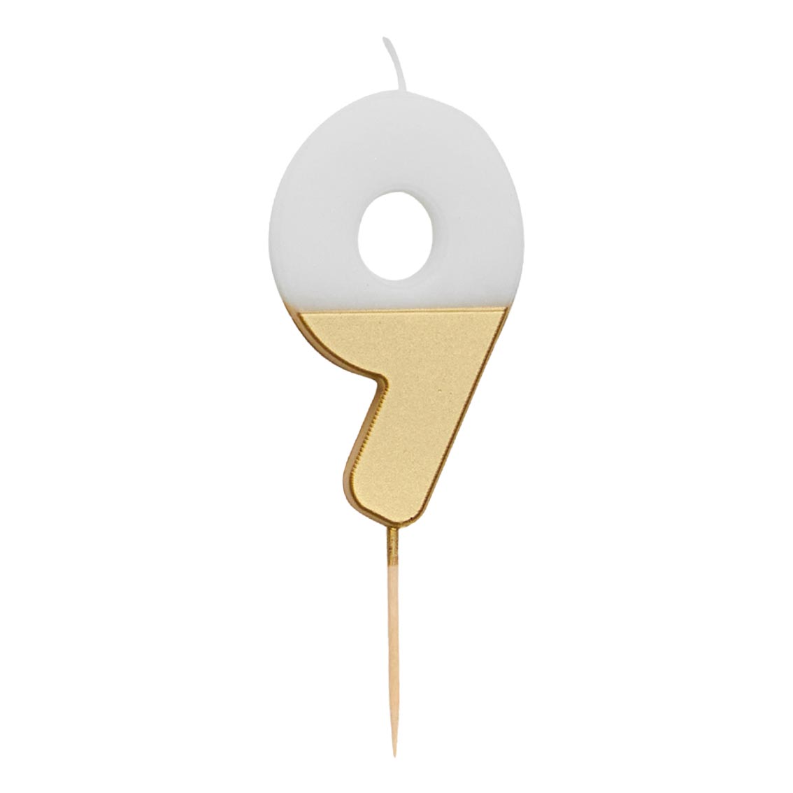 White & Gold Number Candle - 9