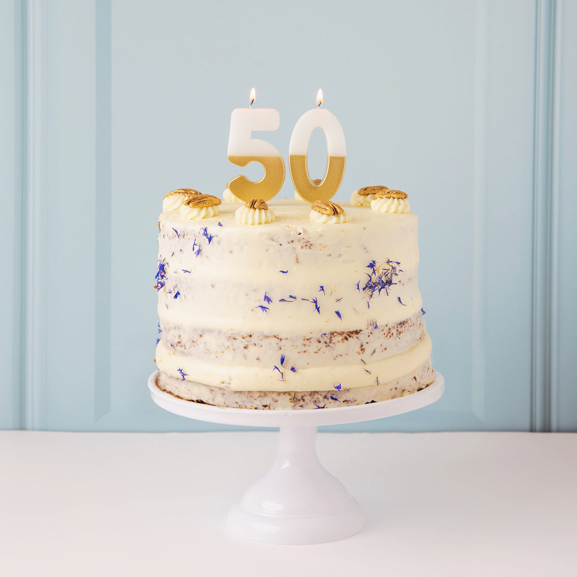 White & Gold Number Candle - 5