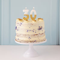 White & Gold Number Candle - 0