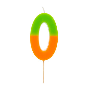 Orange and Green Number Candle - 0