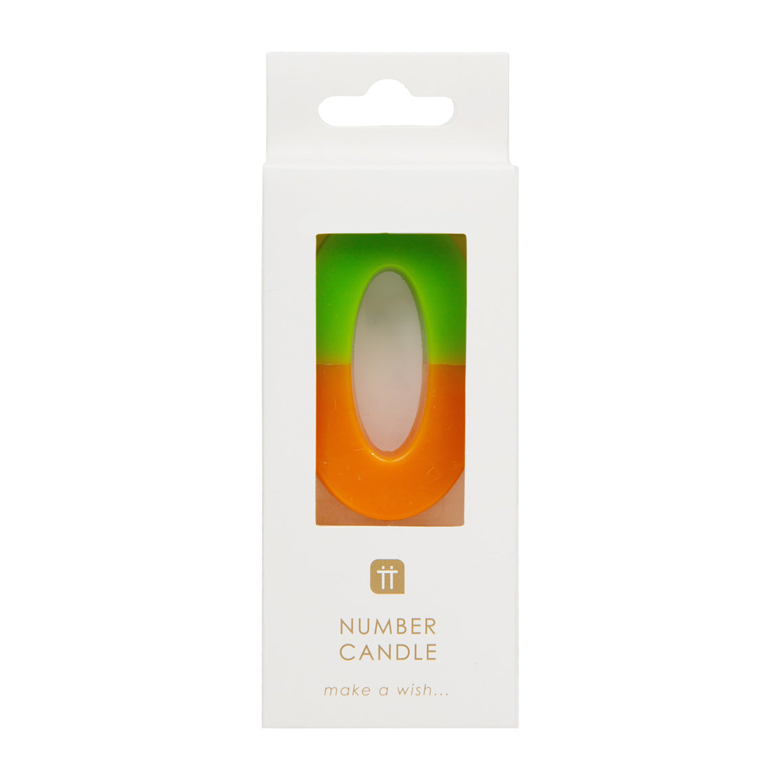 Orange and Green Number Candle - 0