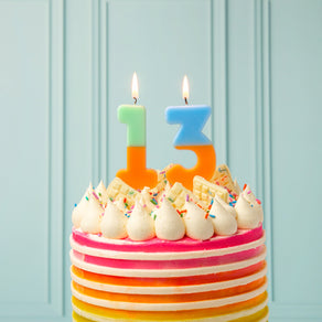 Orange and Mint Green Number Candle - 1