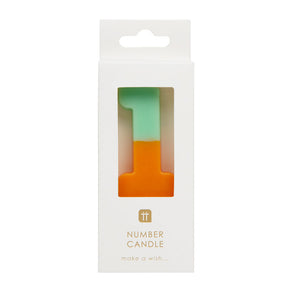 Orange and Multi-coloured Birthday Number Candles Starter Set - 0-9