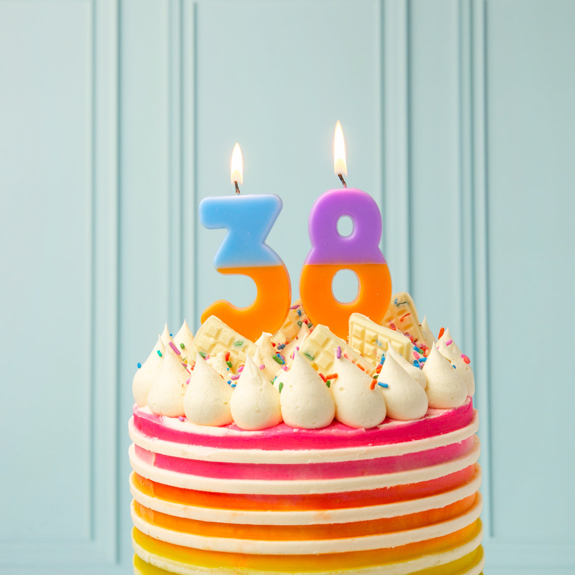 Orange and Purple Number Candle - 8