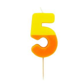 Orange and Yellow Number Candle - 5