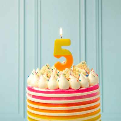 Orange and Yellow Number Candle - 5