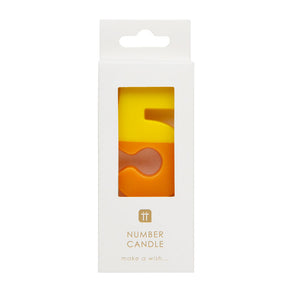 Orange and Yellow Number Candle - 5