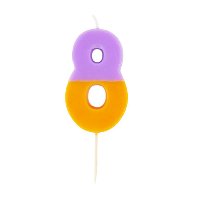 Orange and Purple Number Candle - 8