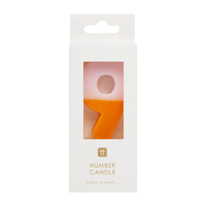 Orange and Light Pink Number Candle - 9