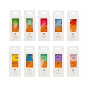 Orange and Multi-coloured Birthday Number Candles Starter Set - 0-9