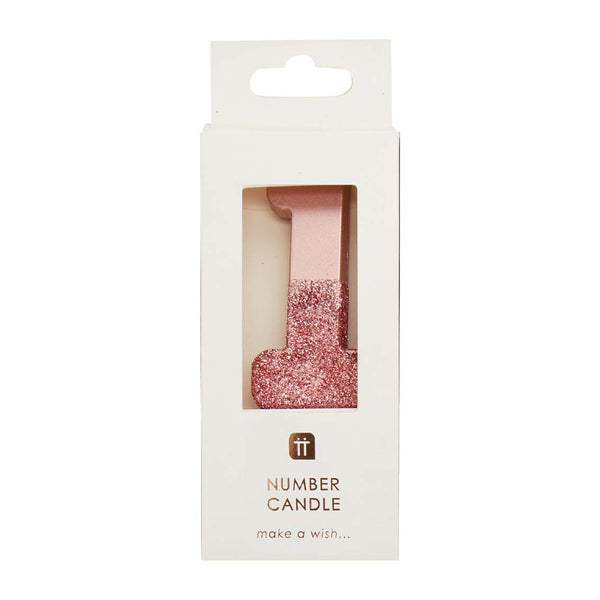 Rose Gold Glitter Number Candle - 1