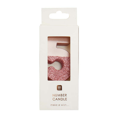 Image - We Heart Birthdays Rose Gold Glitter Number Candle 5