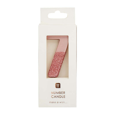 Image - We Heart Birthdays Rose Gold Glitter Number Candle 7