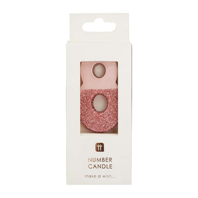 Image - We Heart Birthdays Rose Gold Glitter Number Candle 8