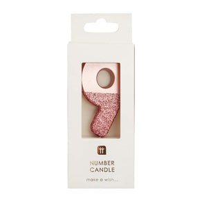 Rose Gold Glitter Number Candle - 9