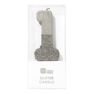 Image - We Heart Birthdays Glitter Number Candle 1, Silver