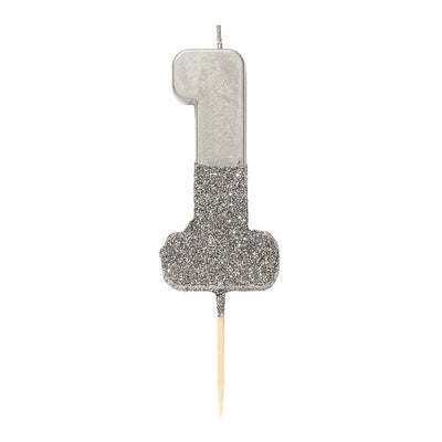 Image - We Heart Birthdays Glitter Number Candle 1, Silver