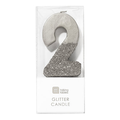Image - We Heart Birthdays Glitter Number Candle 2, Silver